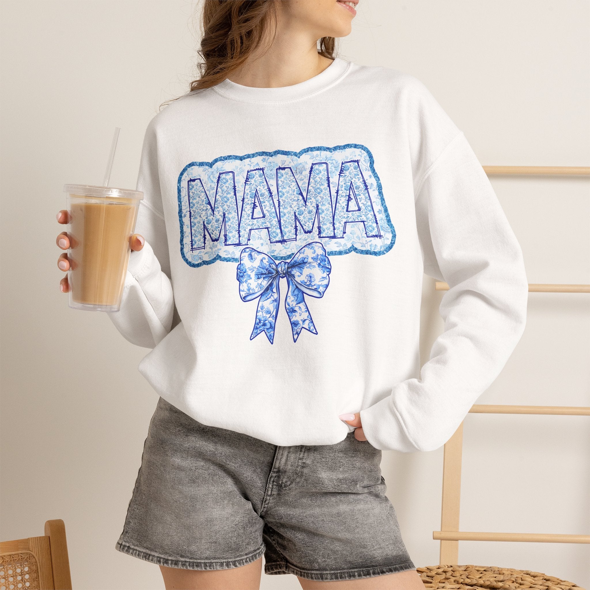 Mama Floral Bow Crewneck Sweatshirt