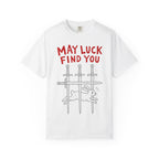 May Luck Find You T-Shirt — Lucky Rabbit & Swords Graphic Tee