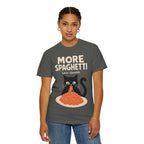 More Spaghetti Cat T‑Shirt — Cute Black Cat Eating Pasta Graphic Tee
