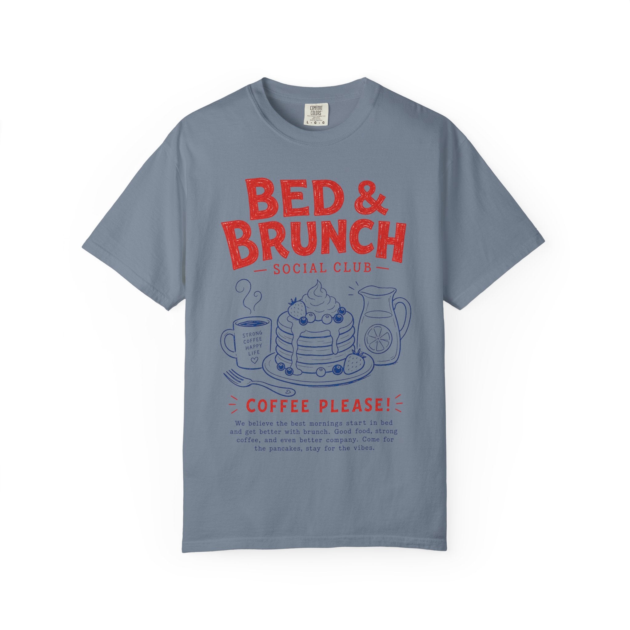 Bed & Brunch T-Shirt — "Coffee Please!" Retro Breakfast Graphic Tee