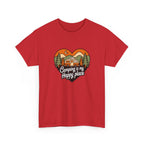 Camping Is My Happy Place T-Shirt — Heart Camper Graphic Tee for Outdoor Lovers