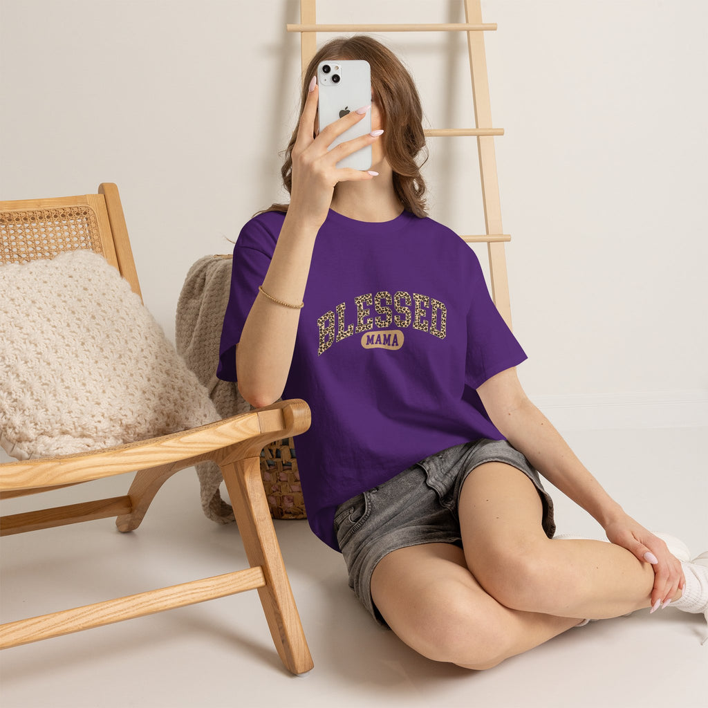 "Blessed Mama" Leopard Print Graphic Tee