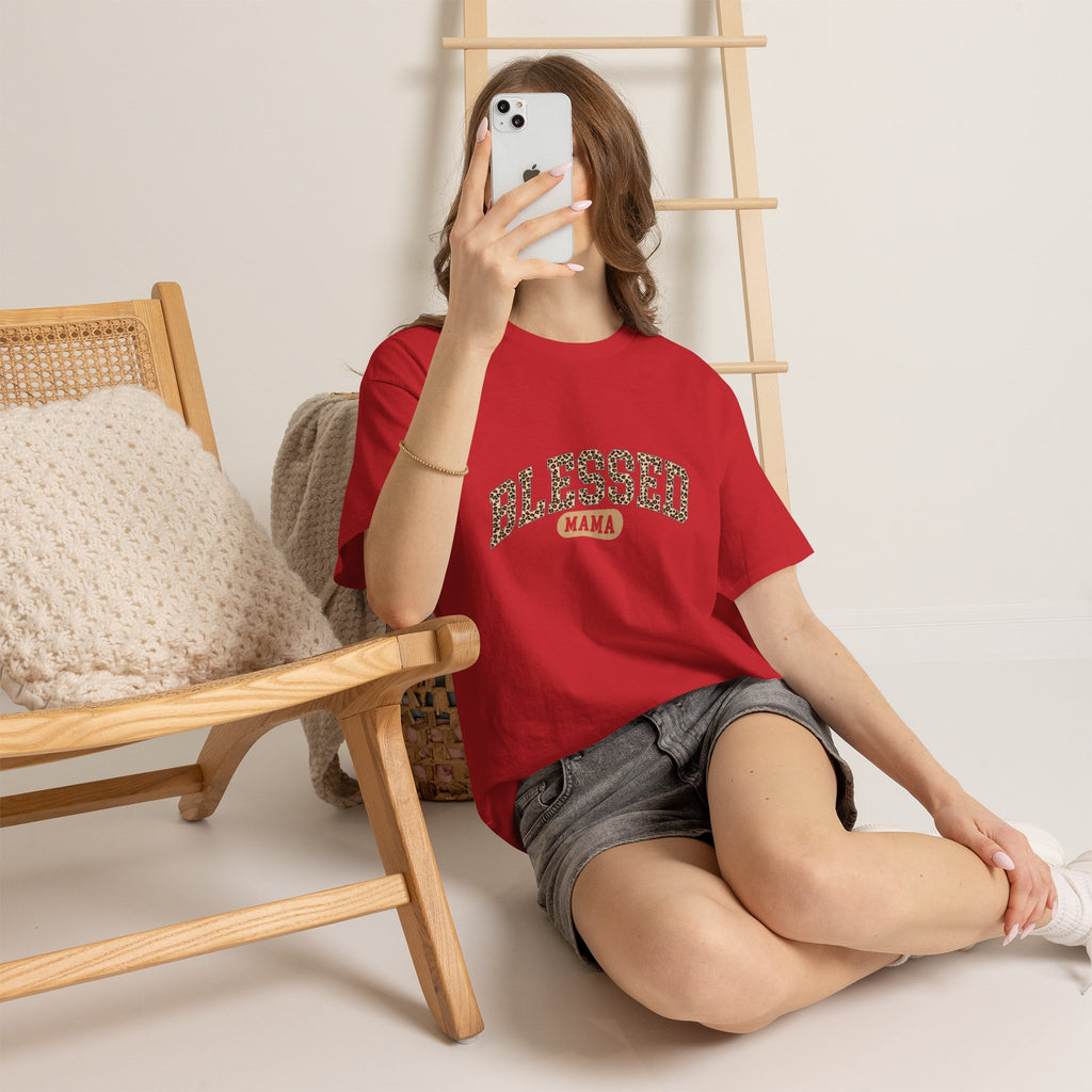"Blessed Mama" Leopard Print Graphic Tee