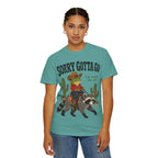 Sorry Gotta Go T-Shirt — Cowboy Frog Riding Raccoon (The Vibes Are Off)