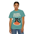 More Spaghetti Cat T‑Shirt — Cute Black Cat Eating Pasta Graphic Tee