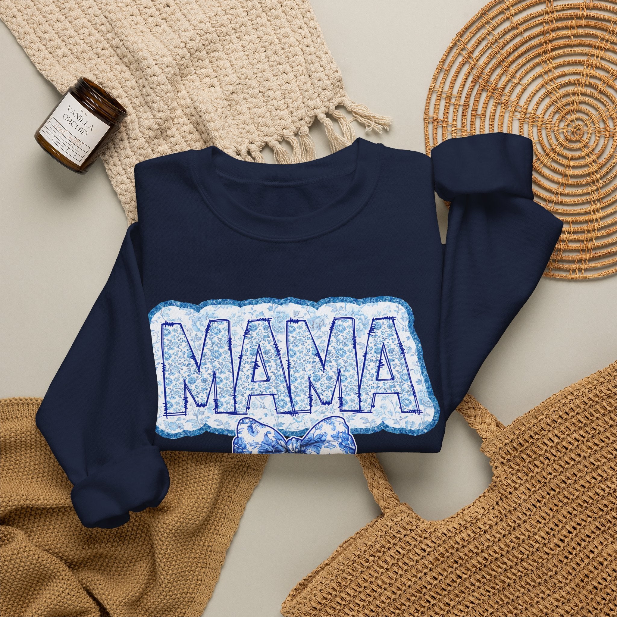 Mama Floral Bow Crewneck Sweatshirt