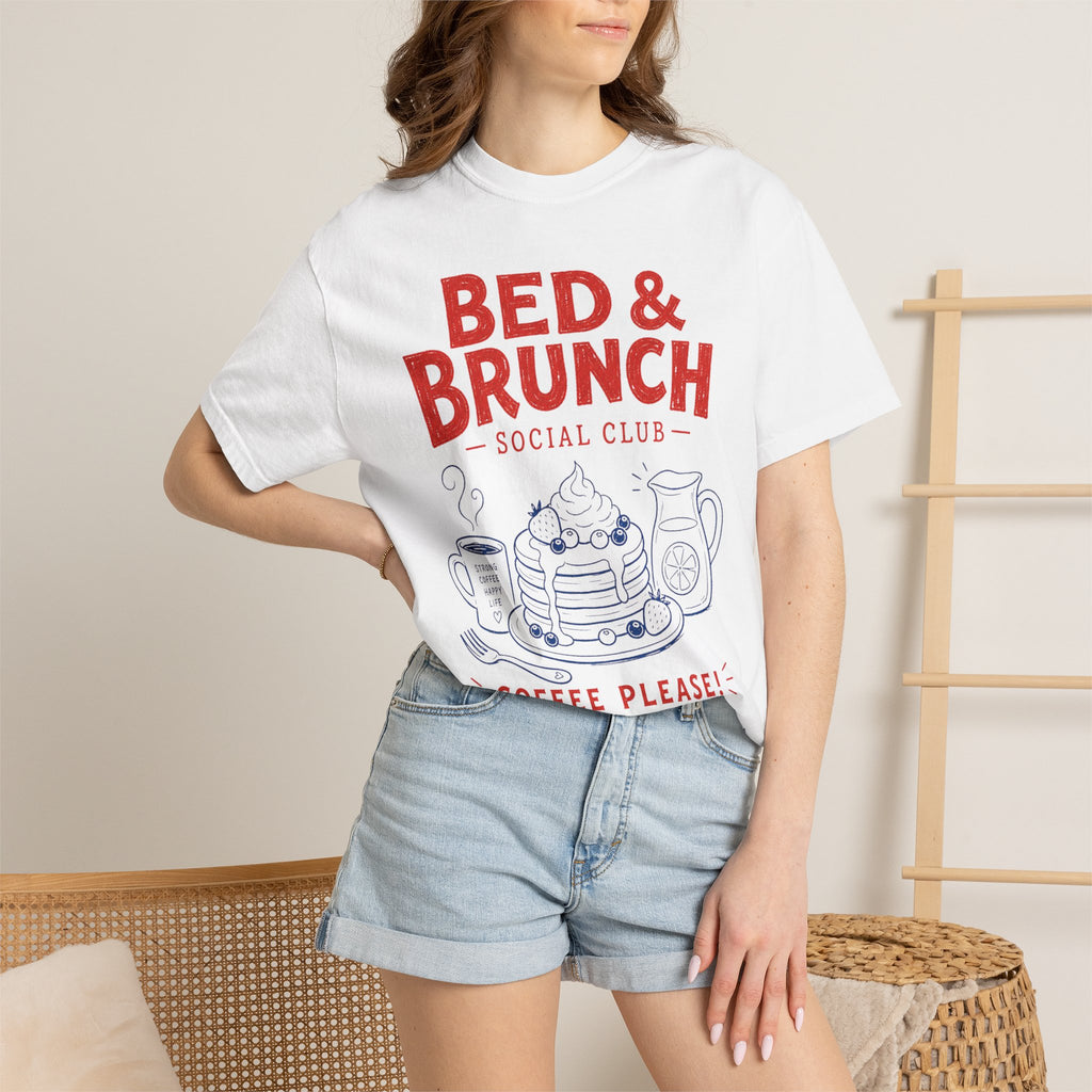 Bed & Brunch T-Shirt — "Coffee Please!" Retro Breakfast Graphic Tee