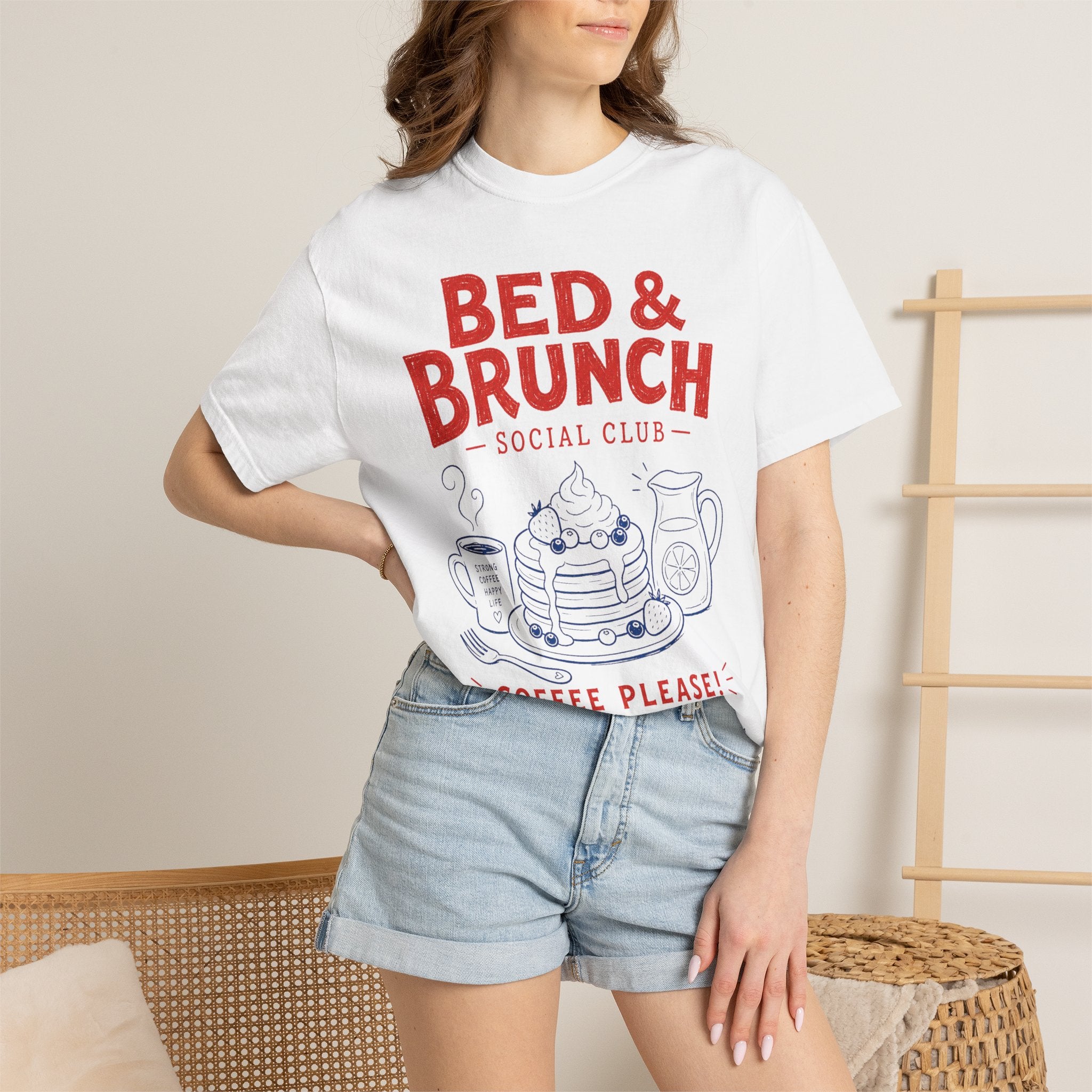 Bed & Brunch T-Shirt — "Coffee Please!" Retro Breakfast Graphic Tee
