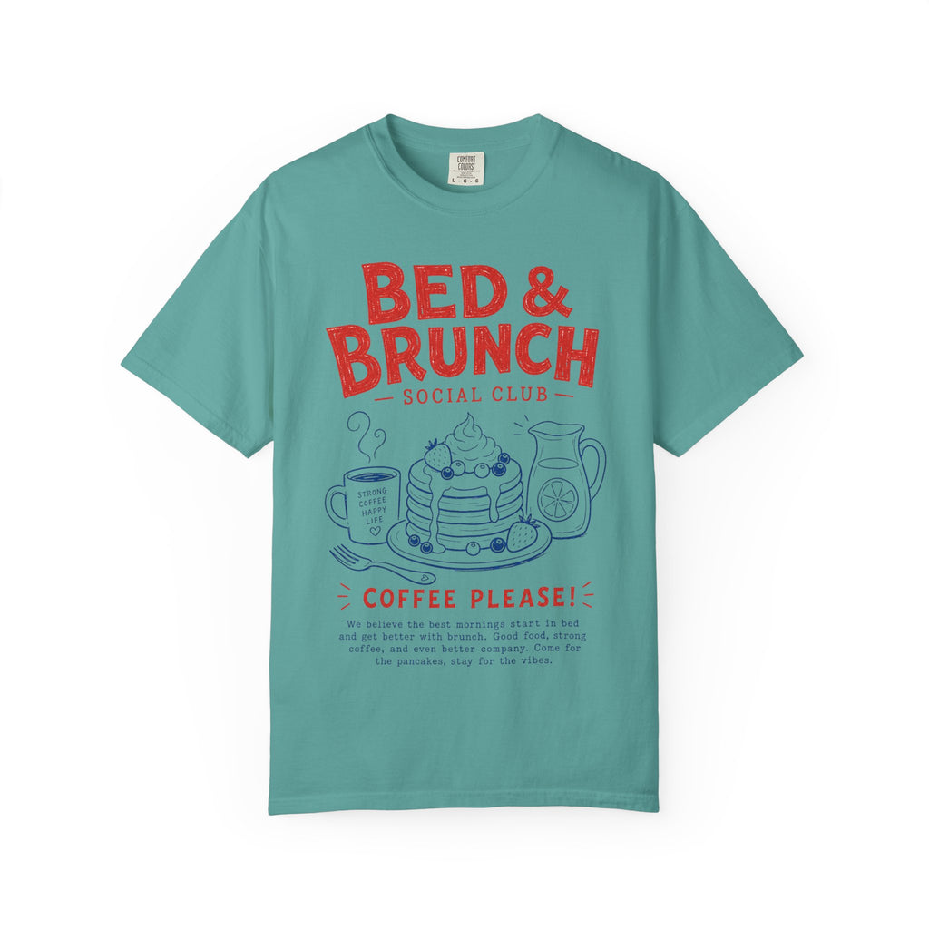Bed & Brunch T-Shirt — "Coffee Please!" Retro Breakfast Graphic Tee
