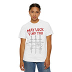 May Luck Find You T-Shirt — Lucky Rabbit & Swords Graphic Tee