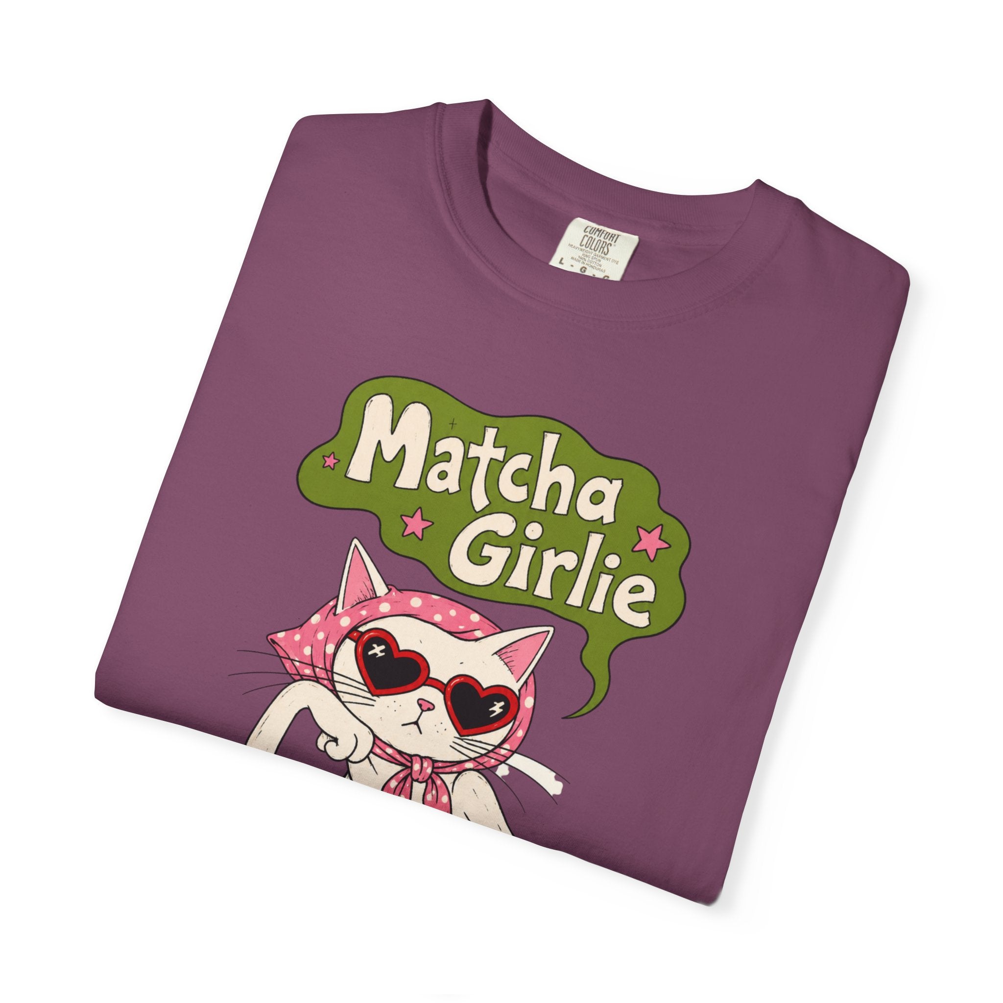 Matcha Girlie T-Shirt — Cute Cat Drinking Matcha Graphic Tee