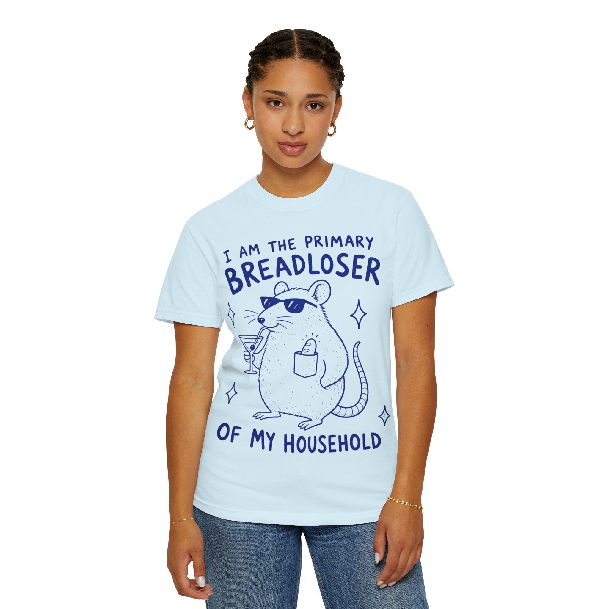 Breadloser T-Shirt — "I Am the Primary Breadloser of My Household" Cartoon Rat Tee