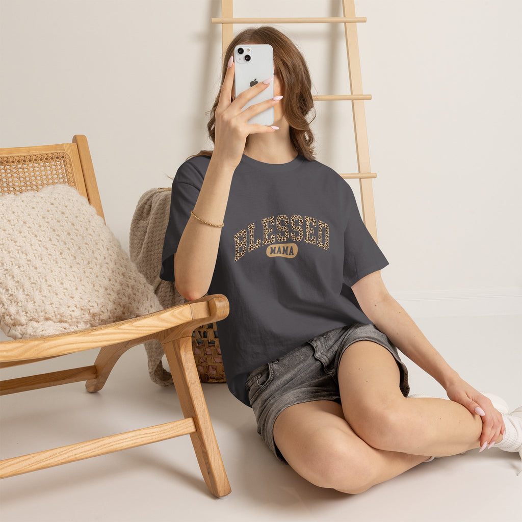 "Blessed Mama" Leopard Print Graphic Tee