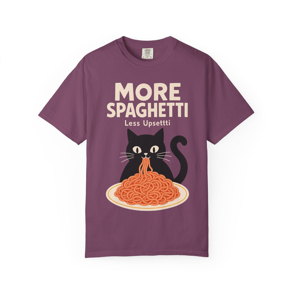 More Spaghetti Cat T‑Shirt — Cute Black Cat Eating Pasta Graphic Tee