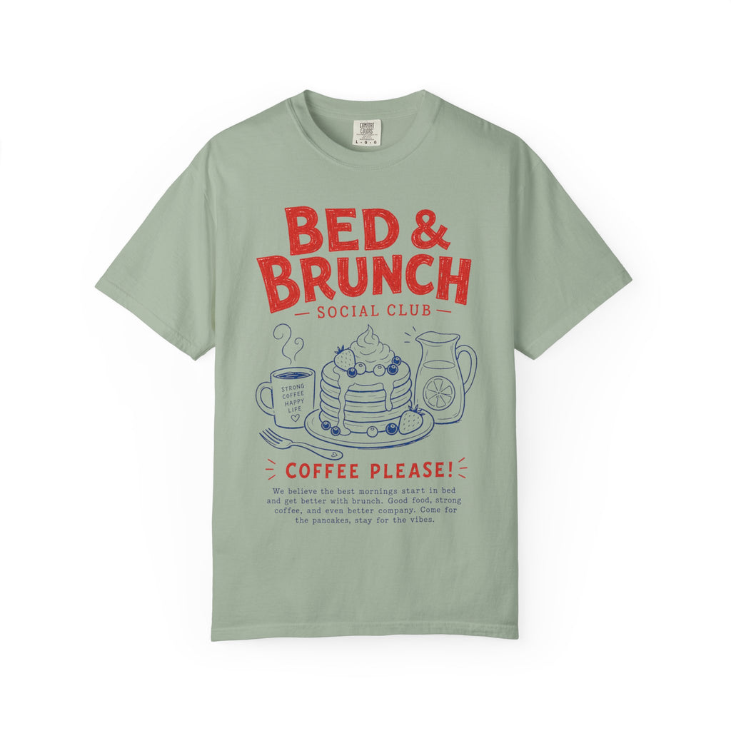 Bed & Brunch T-Shirt — "Coffee Please!" Retro Breakfast Graphic Tee