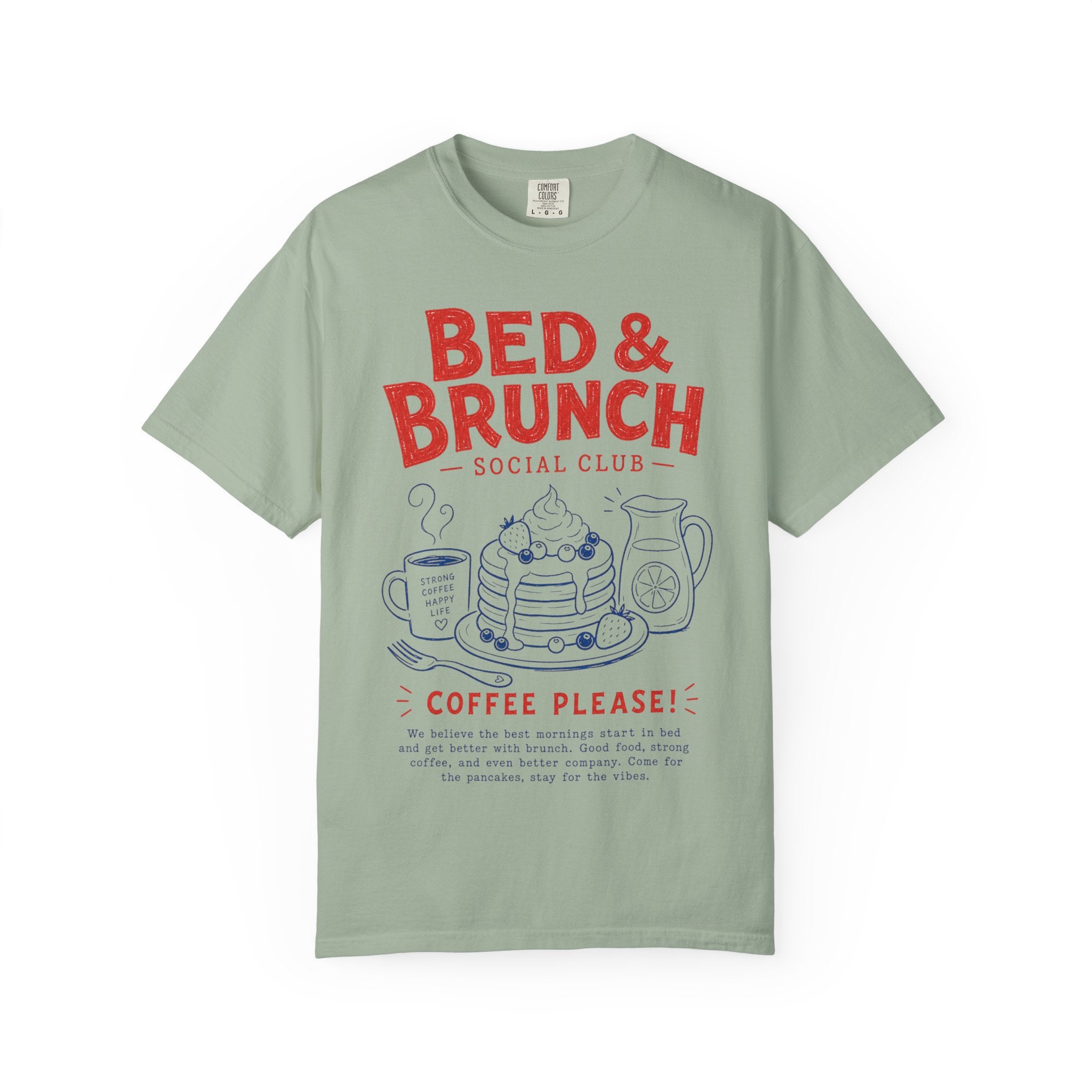 Bed & Brunch T-Shirt — "Coffee Please!" Retro Breakfast Graphic Tee