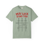 May Luck Find You T-Shirt — Lucky Rabbit & Swords Graphic Tee