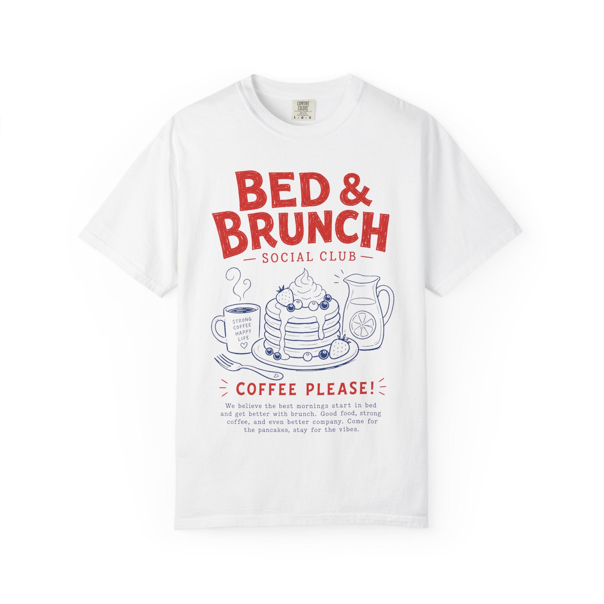 Bed & Brunch T-Shirt — "Coffee Please!" Retro Breakfast Graphic Tee
