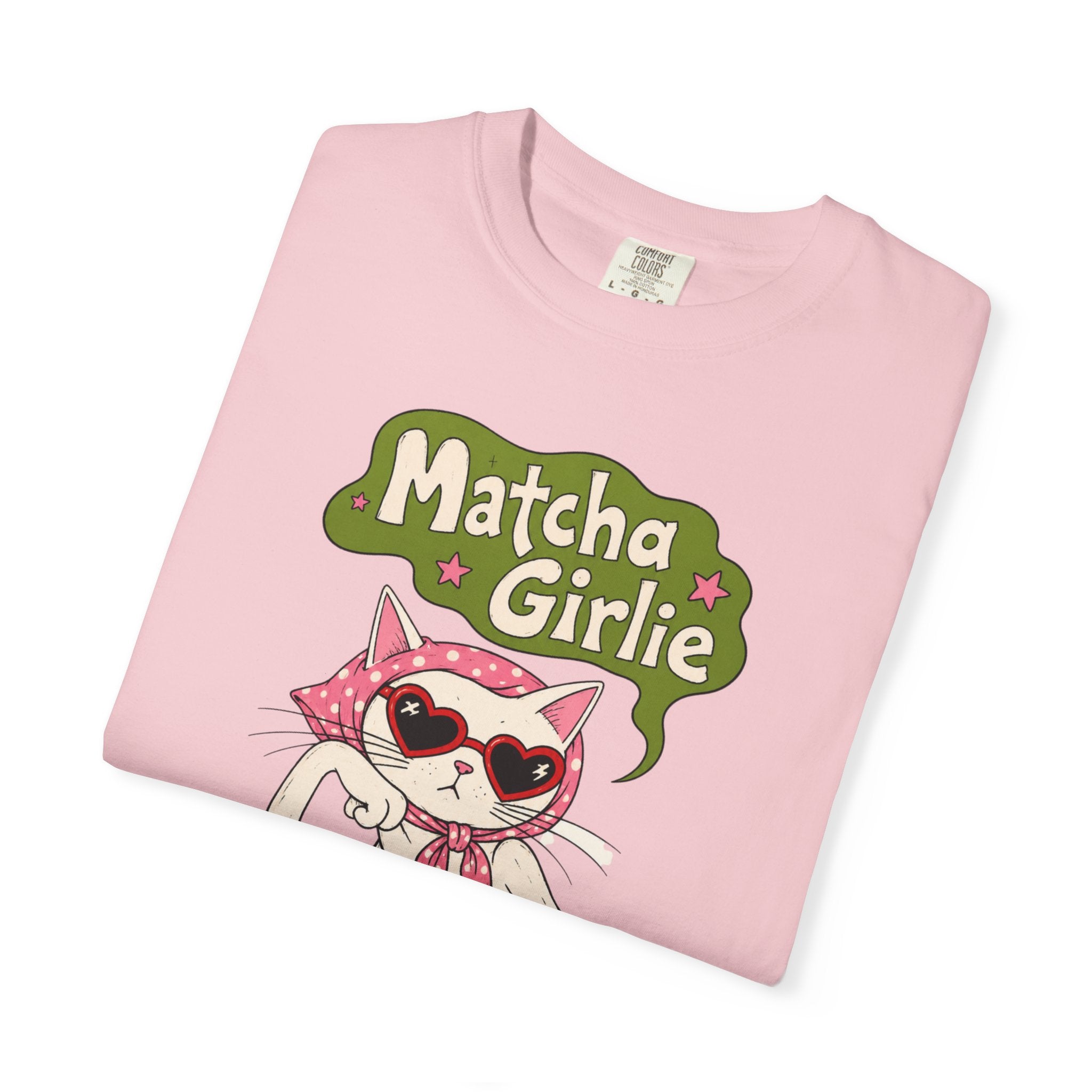 Matcha Girlie T-Shirt — Cute Cat Drinking Matcha Graphic Tee