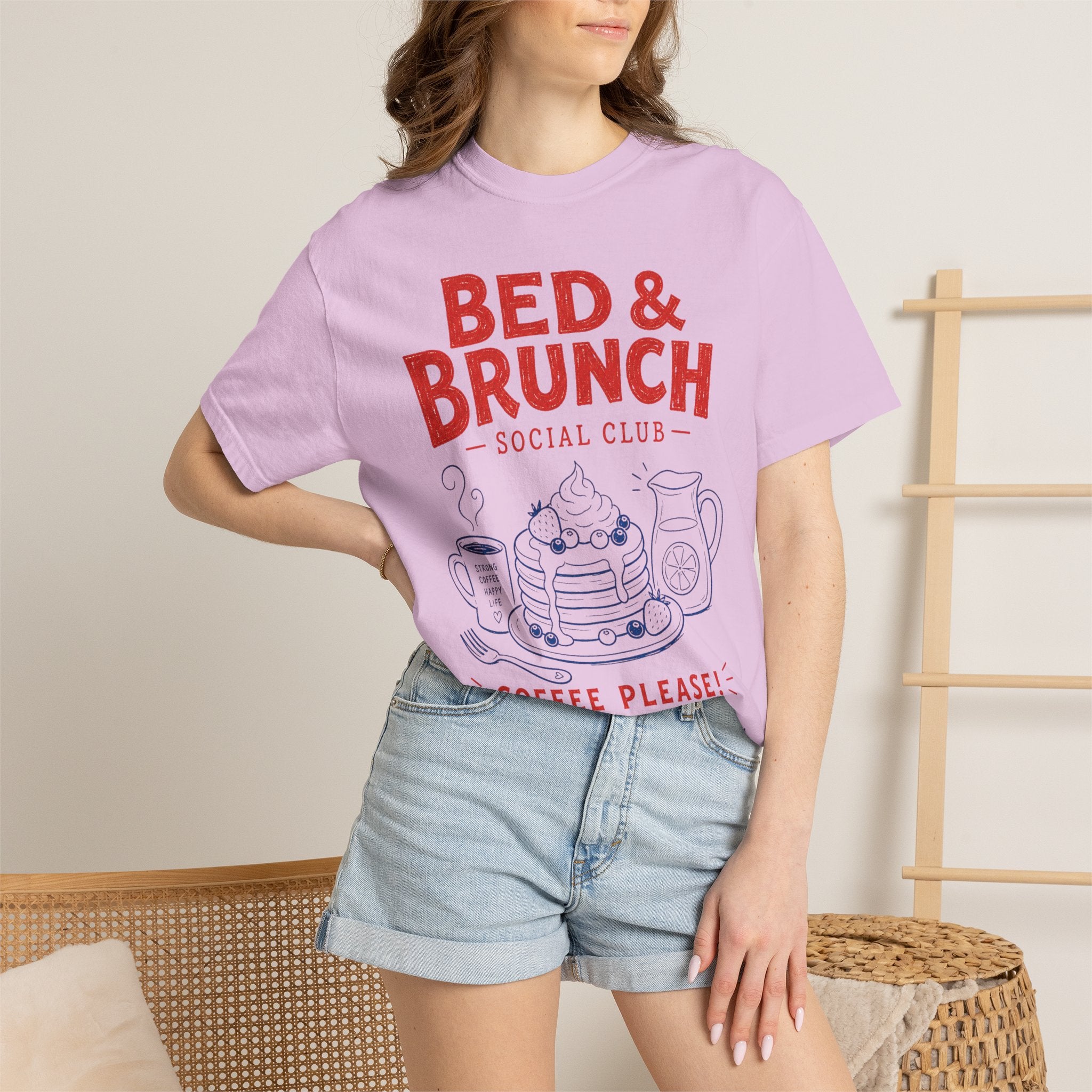 Bed & Brunch T-Shirt — "Coffee Please!" Retro Breakfast Graphic Tee